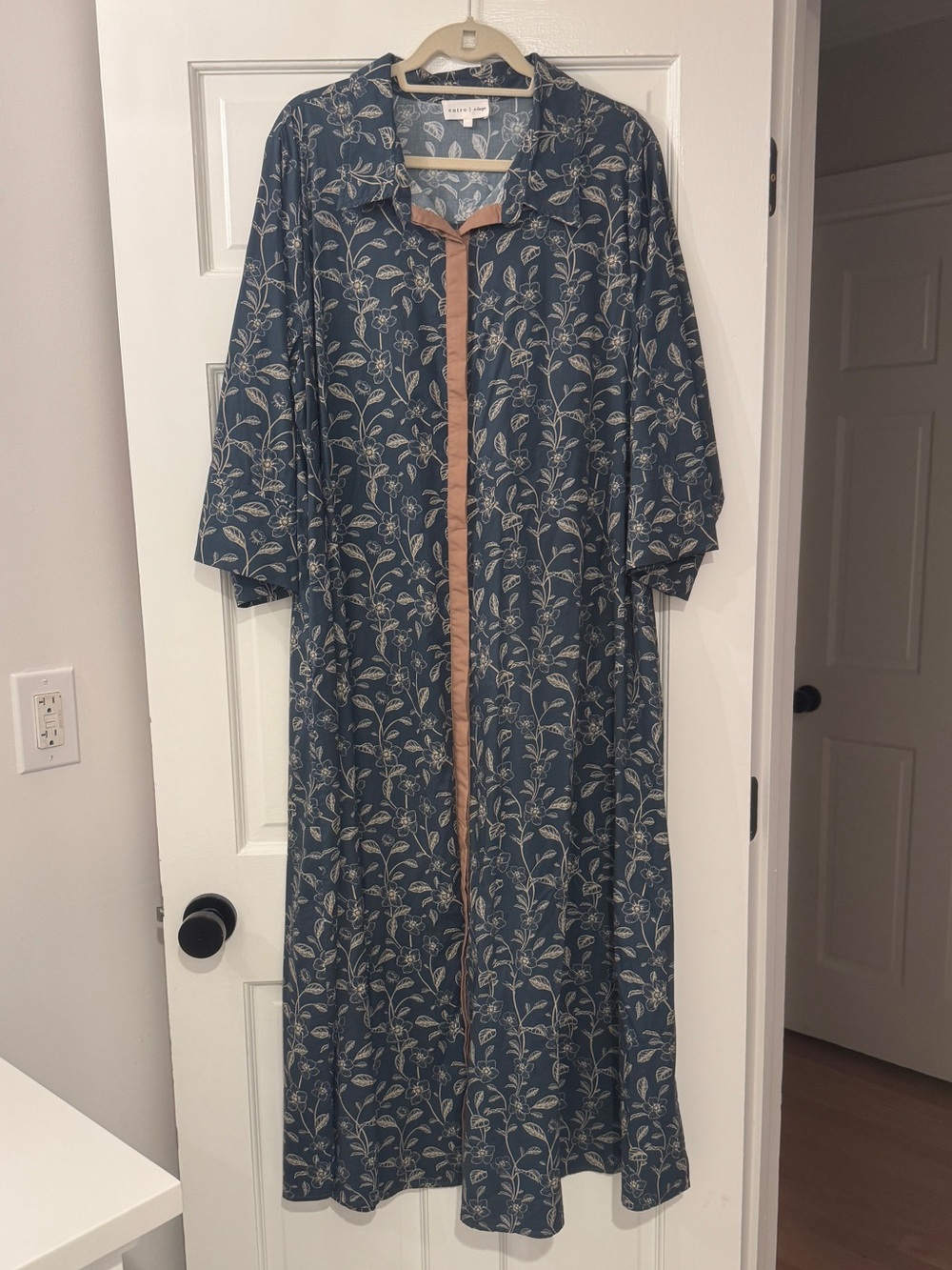 entro Blue Floral Maxi Dress with Pink Front Trim